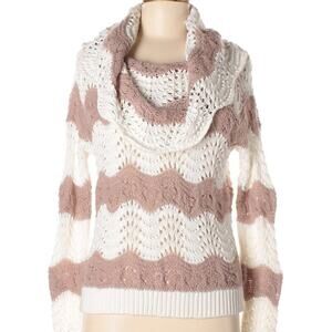 Nordstrom Sun Shadow Dusty Pink & White Cowl Neck Sweater